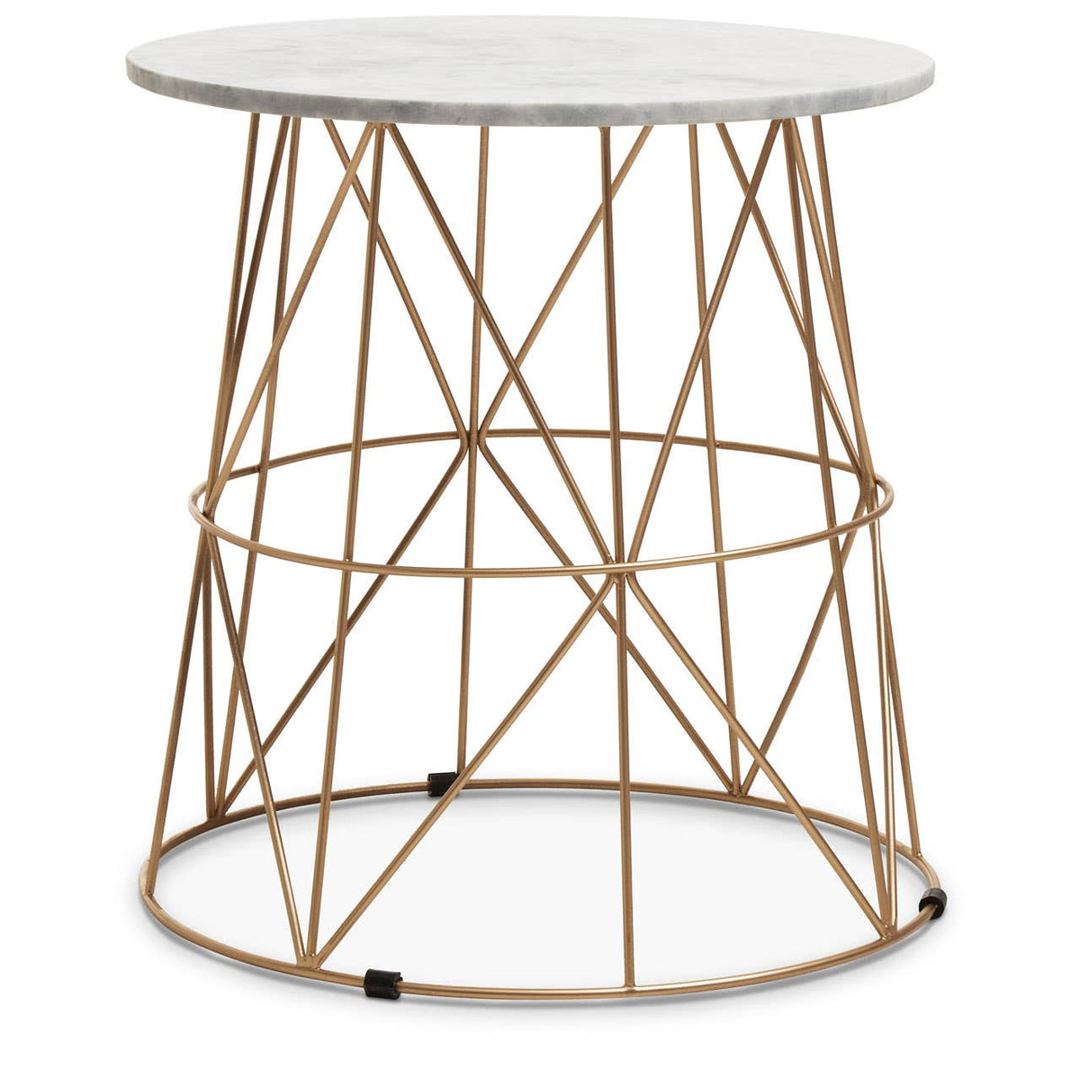 Whitby White Marble Round Side Table