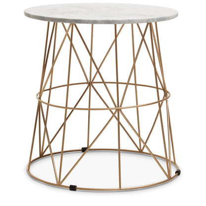 Whitby White Marble Round Side Table