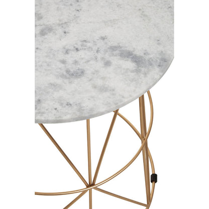 Whitby White Marble Round Side Table