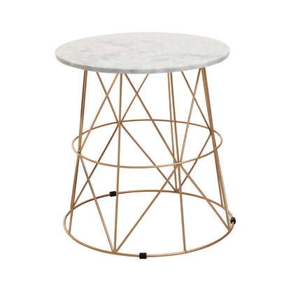 Whitby White Marble Round Side Table