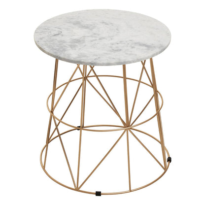 Whitby White Marble Round Side Table