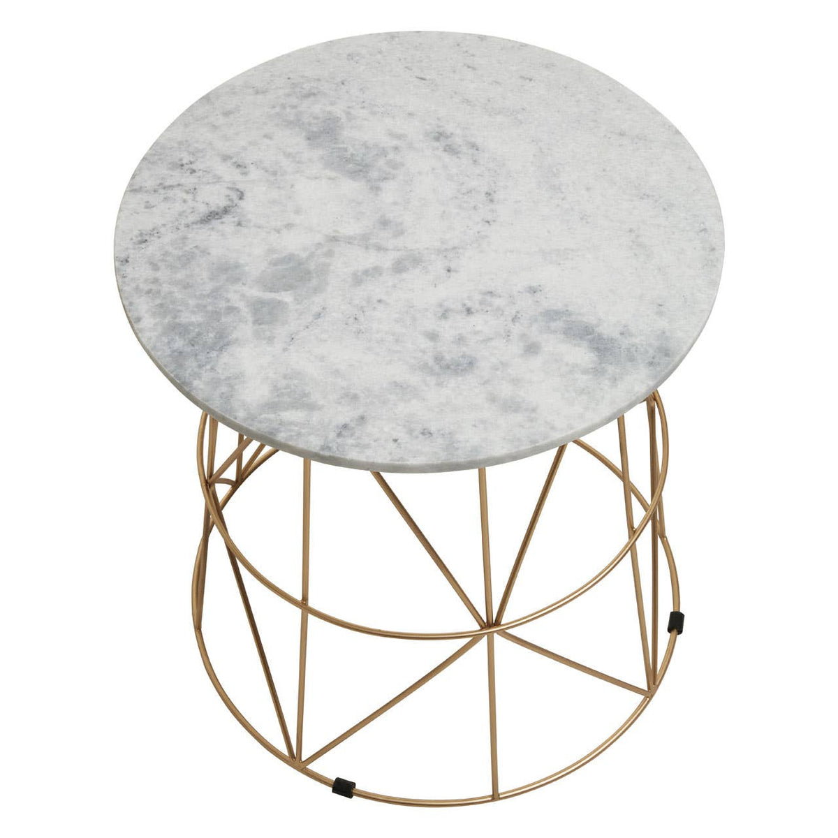 Whitby White Marble Round Side Table
