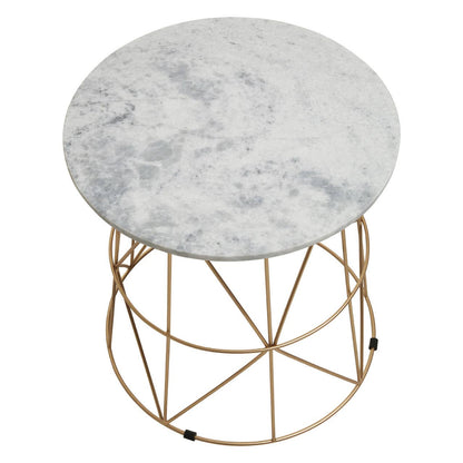 Whitby White Marble Round Side Table