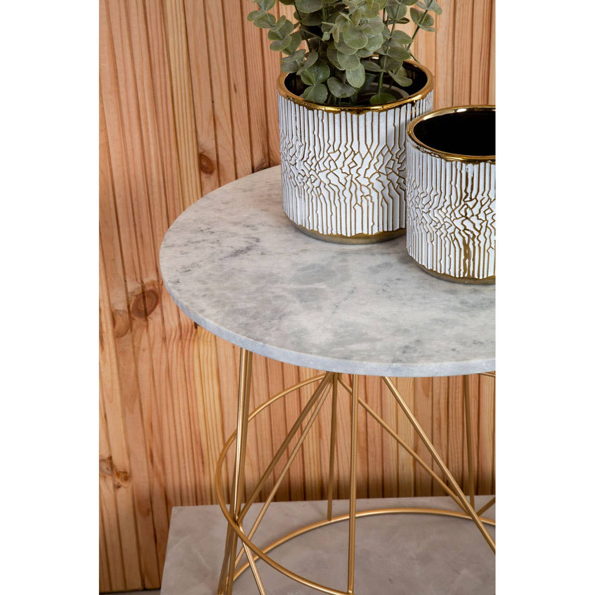 Whitby White Marble Round Side Table
