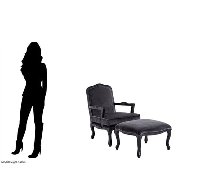 Windsor Grey Velvet Chair And Footstool