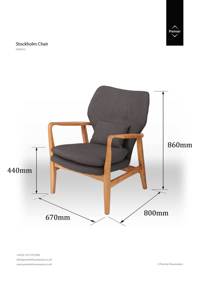 Richmond Grey Chair With Birchwood Frame