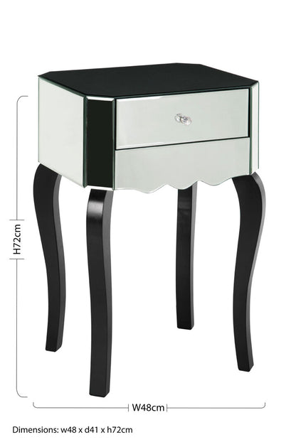 Regent 1 Drawer Mirrored Glass Side Table