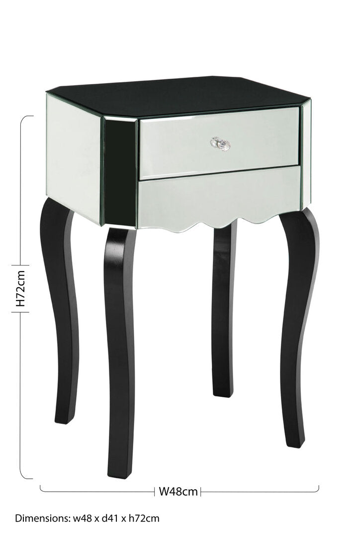 Regent 1 Drawer Mirrored Glass Side Table