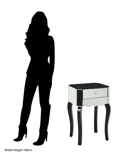 Regent 1 Drawer Mirrored Glass Side Table