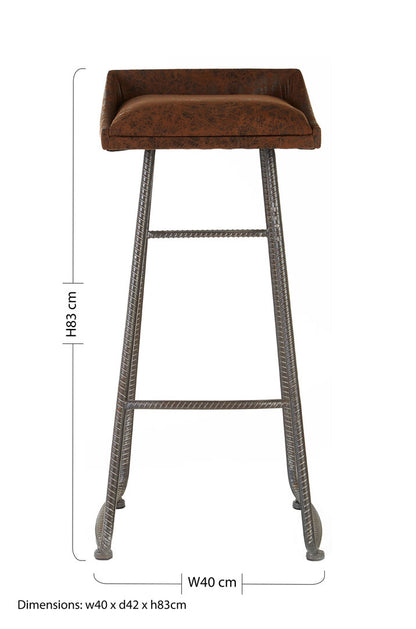 Belgravia Foundry Brown Leather Effect Bar Stool