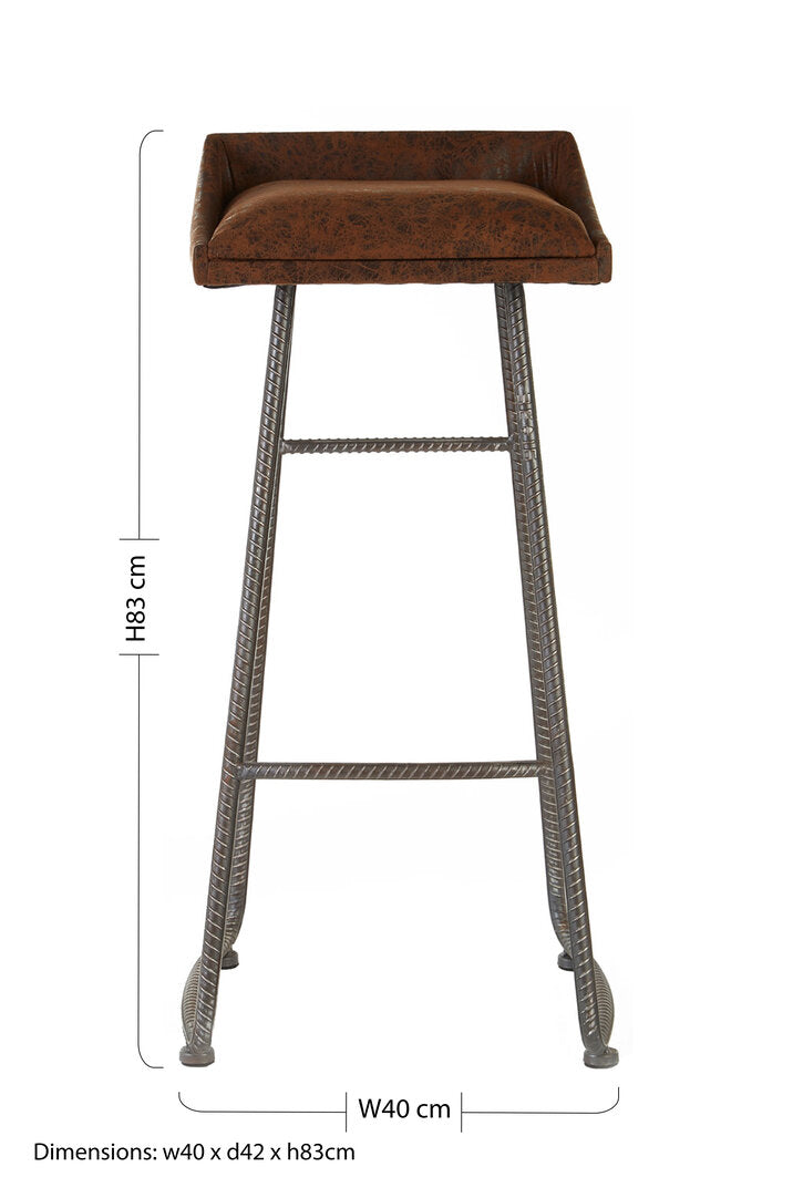Belgravia Foundry Brown Leather Effect Bar Stool