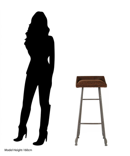 Belgravia Foundry Brown Leather Effect Bar Stool