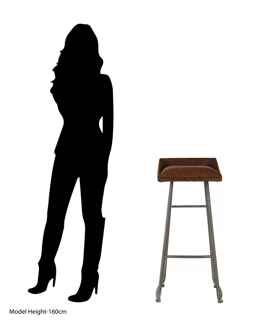 Belgravia Foundry Brown Leather Effect Bar Stool