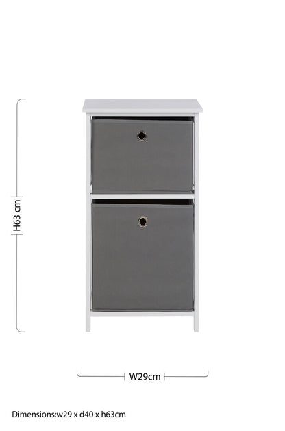 Savannah 2 Grey Fabric Drawers Cabinet