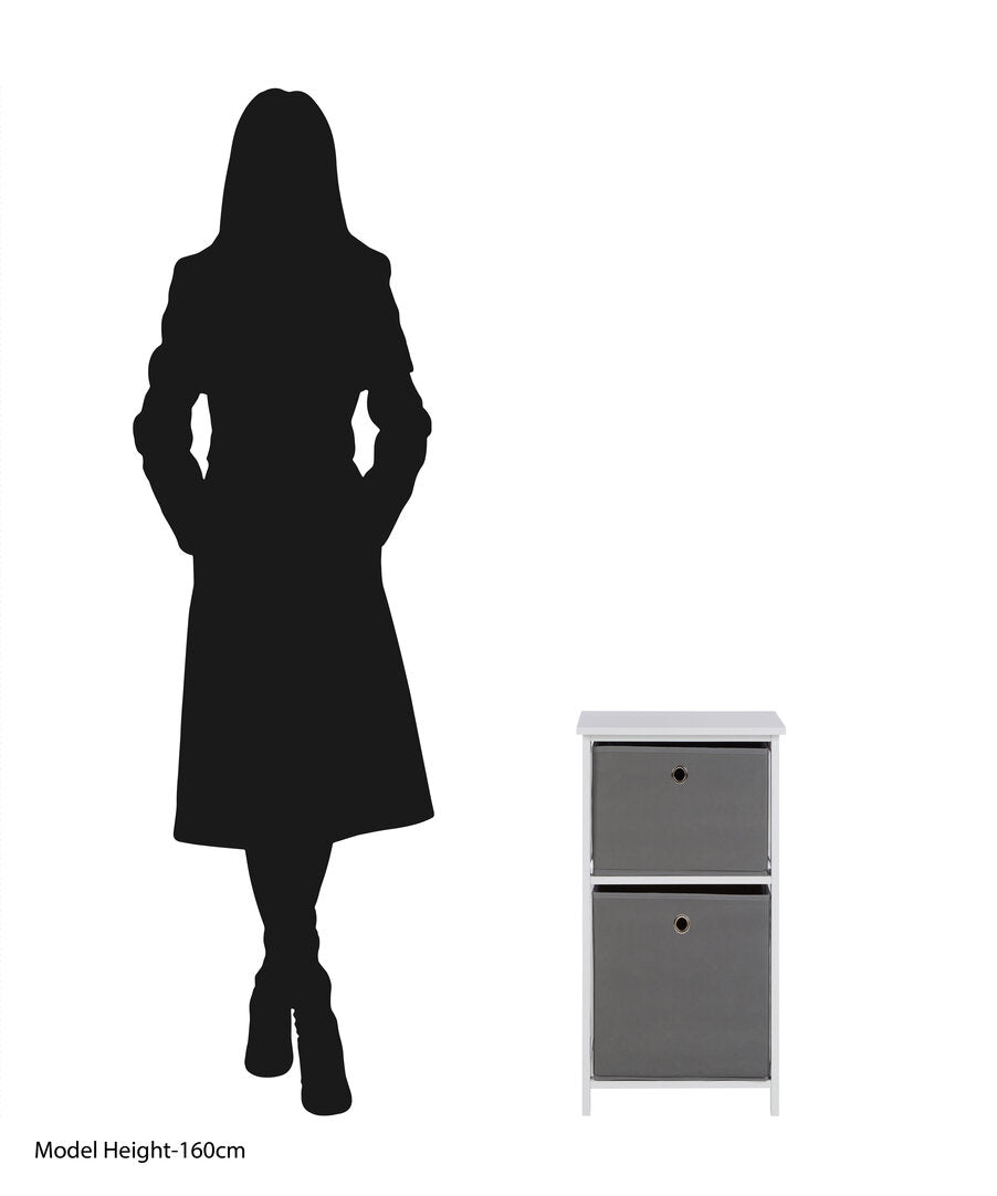 Savannah 2 Grey Fabric Drawers Cabinet