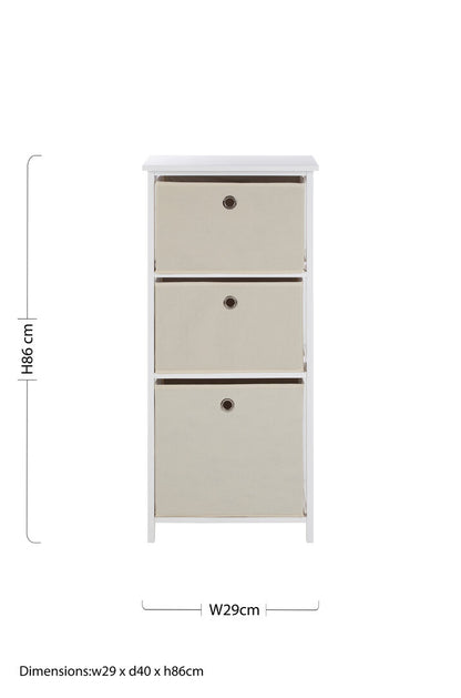 Savannah 3 Natural Fabric Drawers Cabinet
