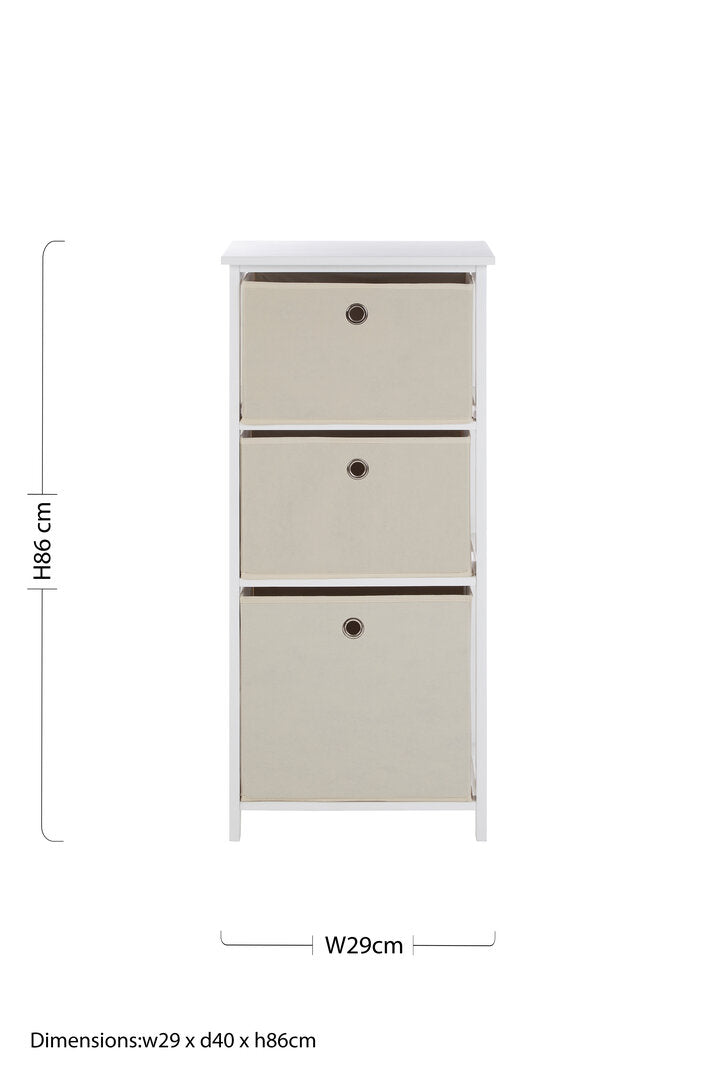 Savannah 3 Natural Fabric Drawers Cabinet