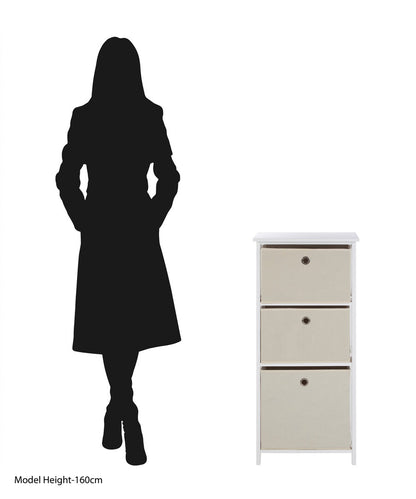 Savannah 3 Natural Fabric Drawers Cabinet