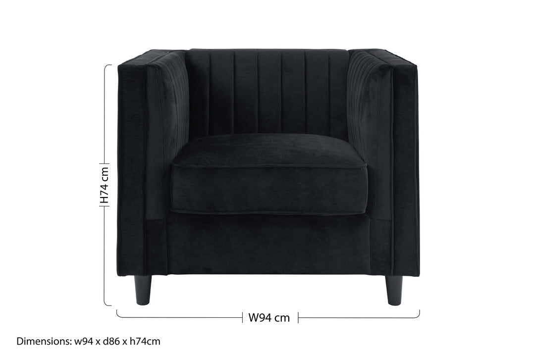 Hudson Black Velvet Chair