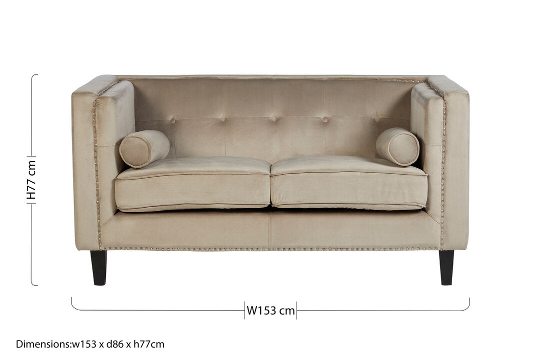 Soho Two Seater Mink Velvet Sofa
