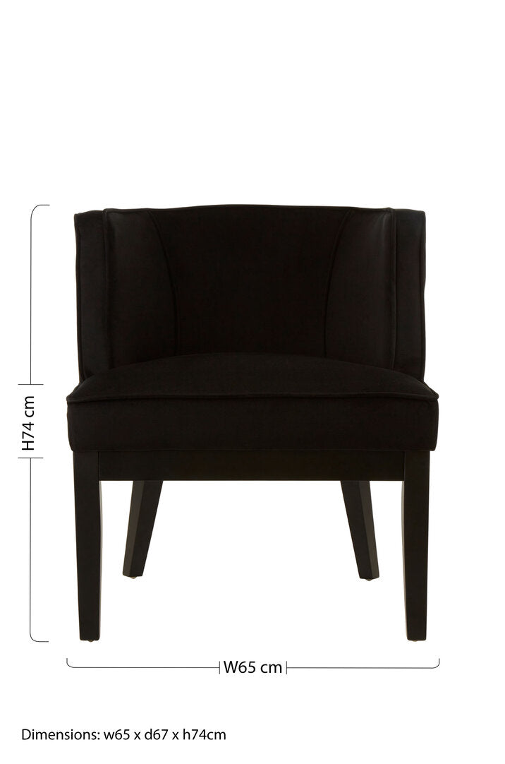 Balmoral Black Velvet Curved Back Chair
