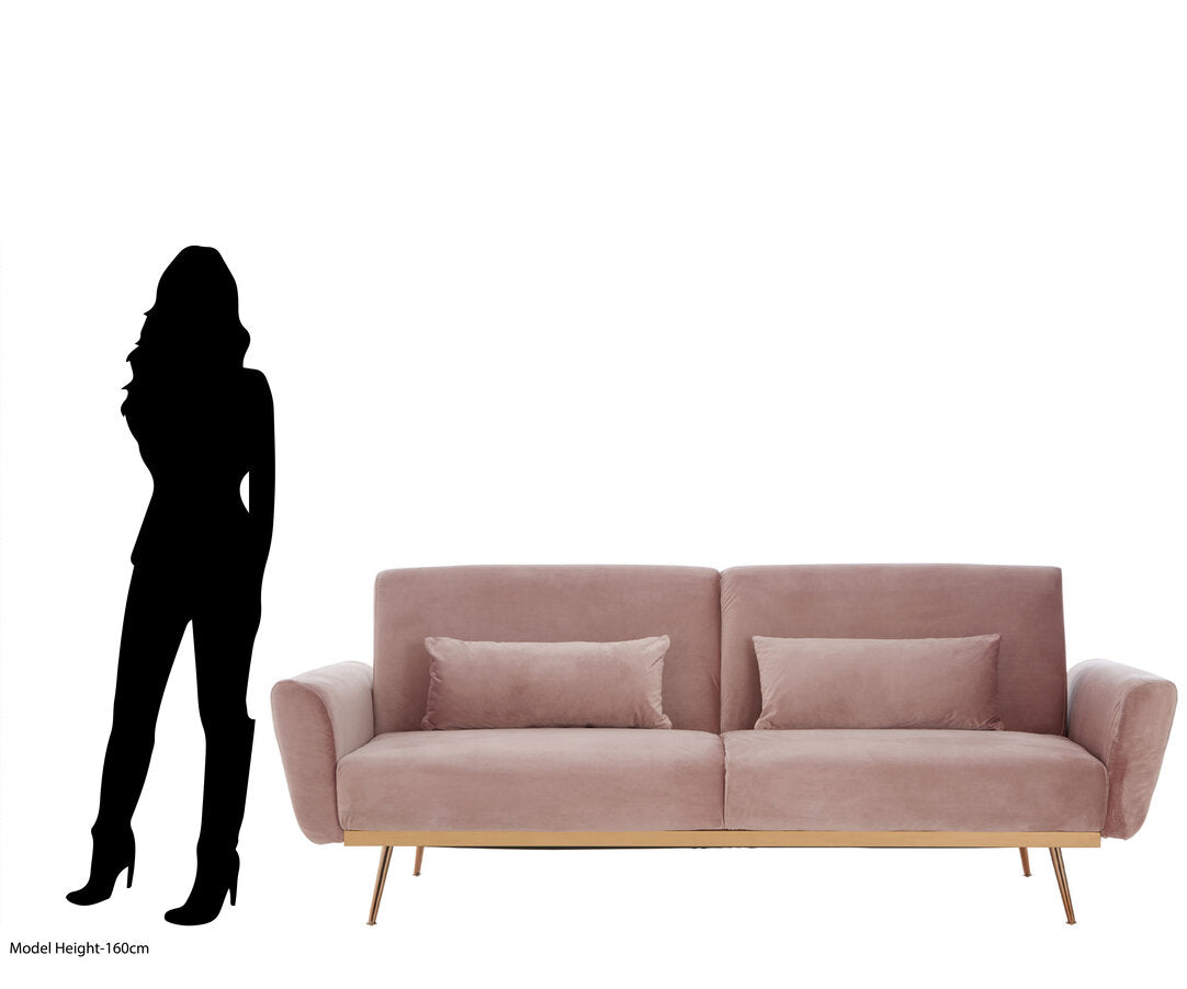 York Pink Velvet Sofa Bed