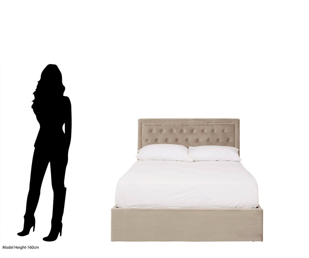 Brighton Mink Velvet Ottoman Double Bed