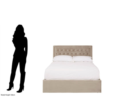 Brighton Mink Velvet Ottoman Double Bed