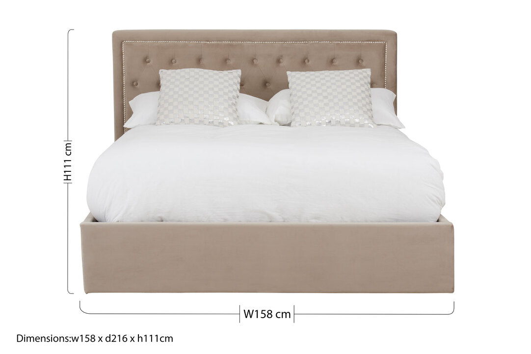 Brighton Mink Velvet Ottoman King Bed