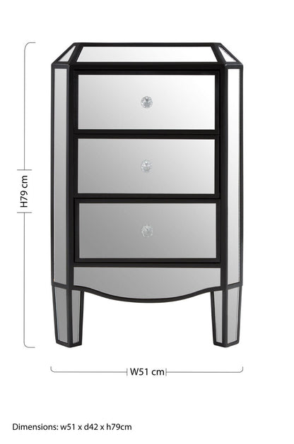 Milan 3 Drawer Mirrored Chest