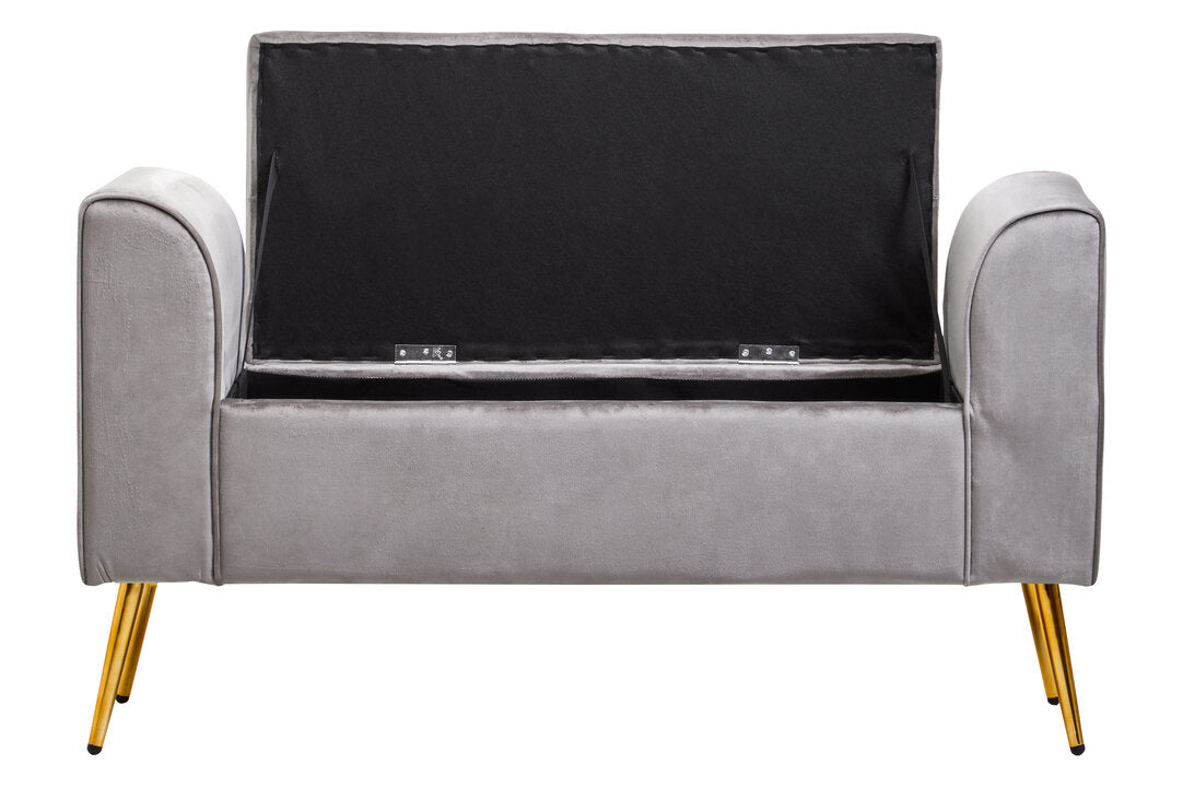 Regent Grey Velvet Ottoman Storage Bench