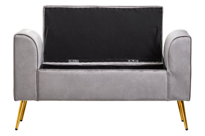 Regent Grey Velvet Ottoman Storage Bench