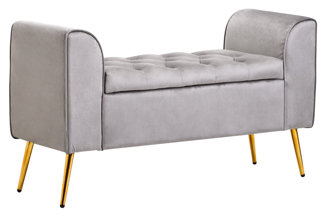 Regent Grey Velvet Ottoman Storage Bench