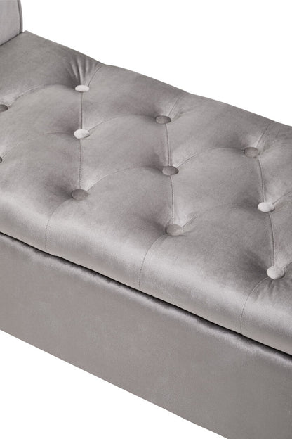 Regent Grey Velvet Ottoman Storage Bench