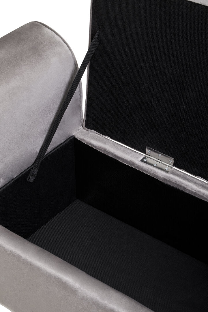 Regent Grey Velvet Ottoman Storage Bench