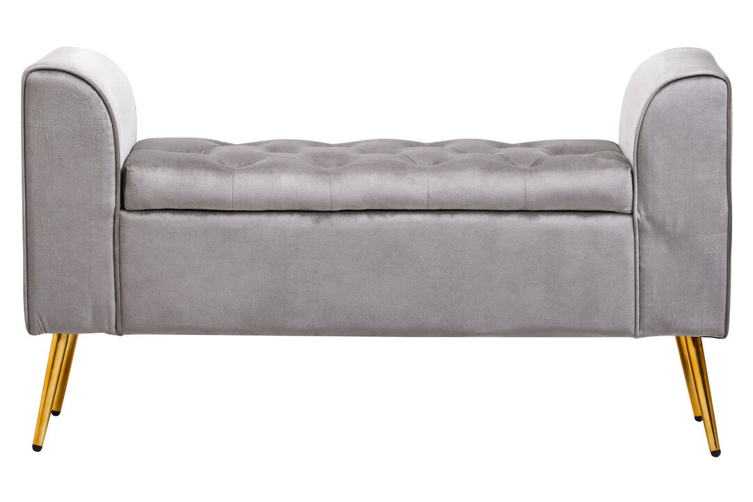 Regent Grey Velvet Ottoman Storage Bench