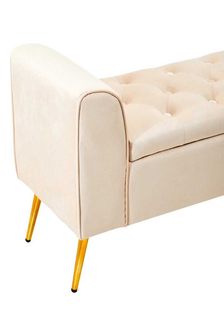 Regent Stone Velvet Ottoman Storage Bench