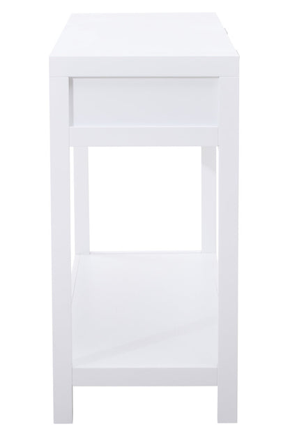 Como White Wood and Rattan Two Drawer Console Table