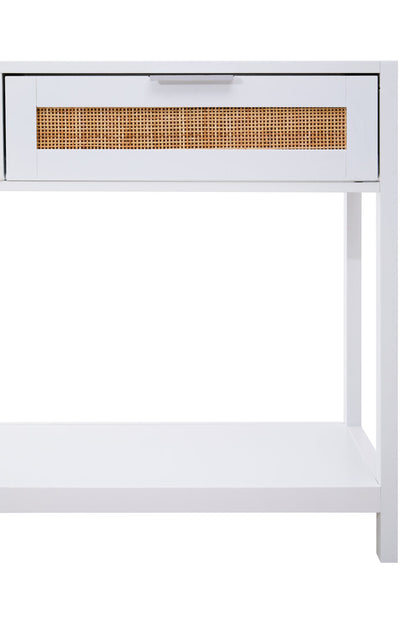 Como White Wood and Rattan Two Drawer Console Table