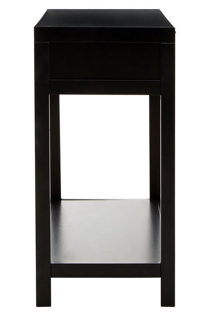 Como Wood and Rattan Two Drawer Console Table Black 