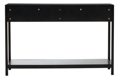 Como Wood and Rattan Two Drawer Console Table Black 