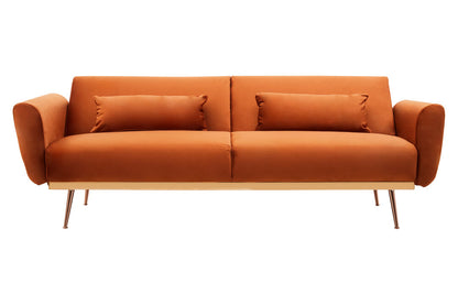 York Burnt Orange Velvet Sofa Bed