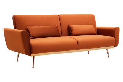 York Burnt Orange Velvet Sofa Bed