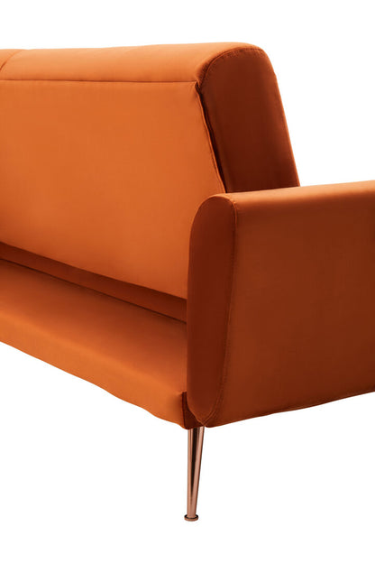 York Burnt Orange Velvet Sofa Bed