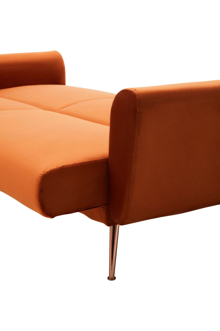 York Burnt Orange Velvet Sofa Bed