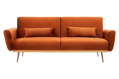 York Burnt Orange Velvet Sofa Bed