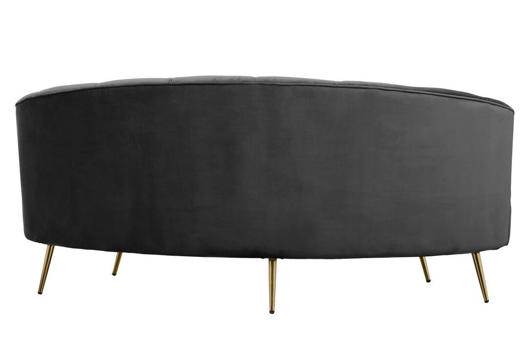 Savannah Three Seat Black Velvet Sofa