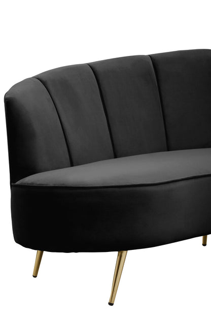 Savannah Three Seat Black Velvet Sofa