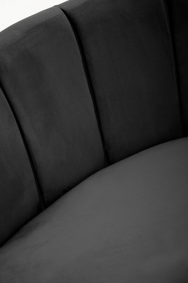 Savannah Three Seat Black Velvet Sofa
