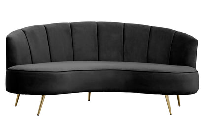 Savannah Three Seat Black Velvet Sofa